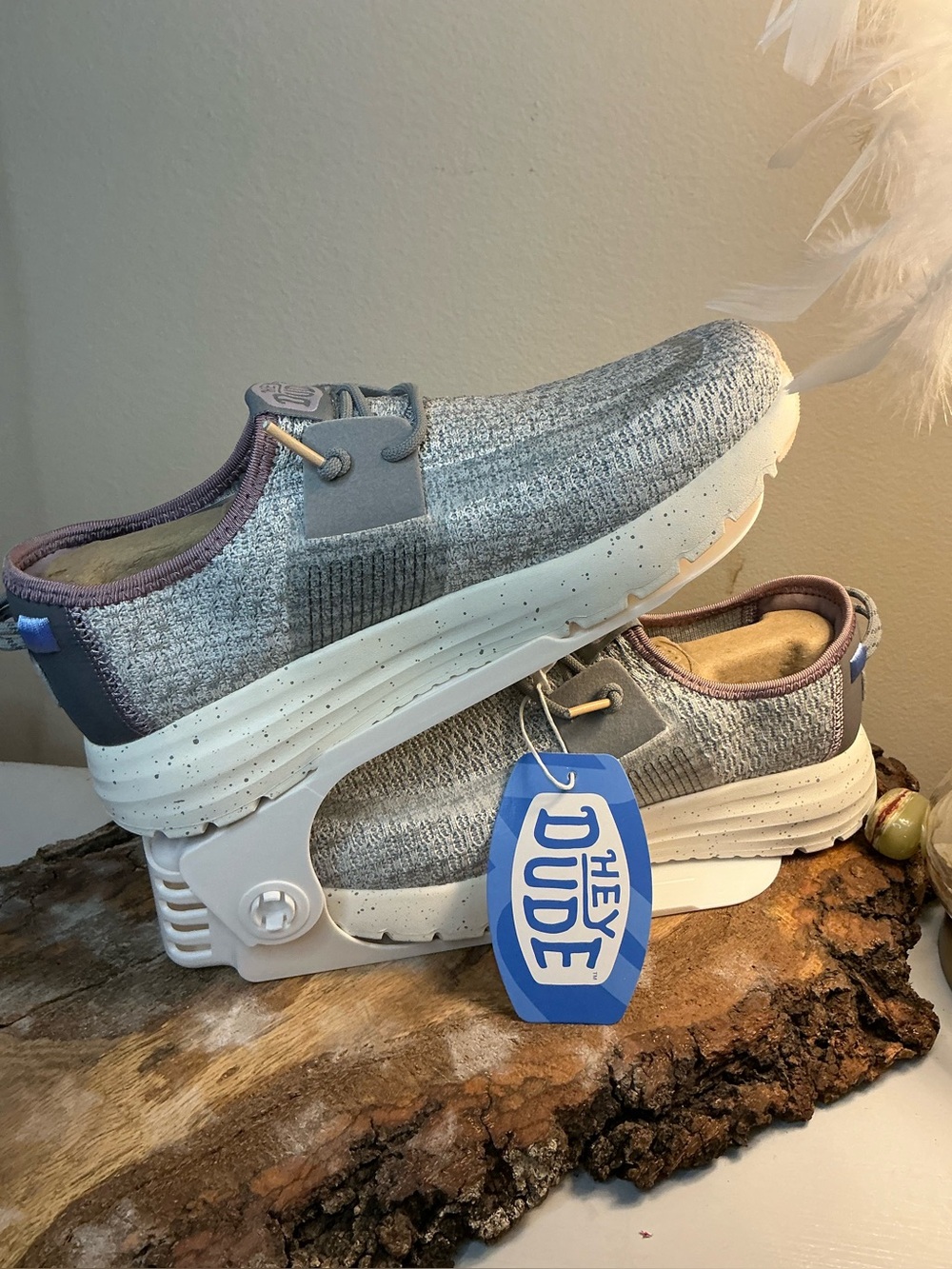 Hey Dude Sirocco W Sport Stripe Gray | Purple Trim | Women’s Size 7 NWT